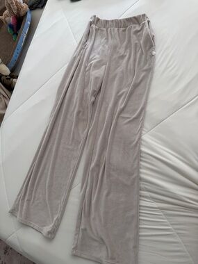 Vuori Haven Wide Leg Pants XS Beige Lounge Ribbed Pull On Comfort Minimal Soft